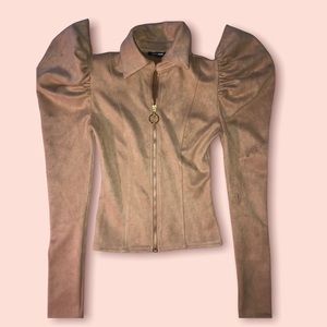 Tan puff sleeve blouse